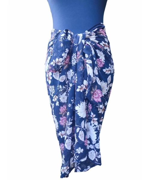 Wzorzysta spódnica plażowa chusta PAREO L/XL różowe kwiaty